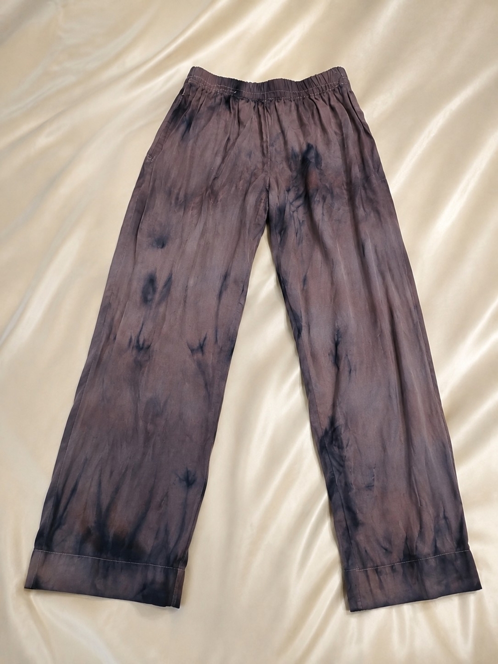 Women's Tie-Dye Wide Leg Pants - Brown/Black